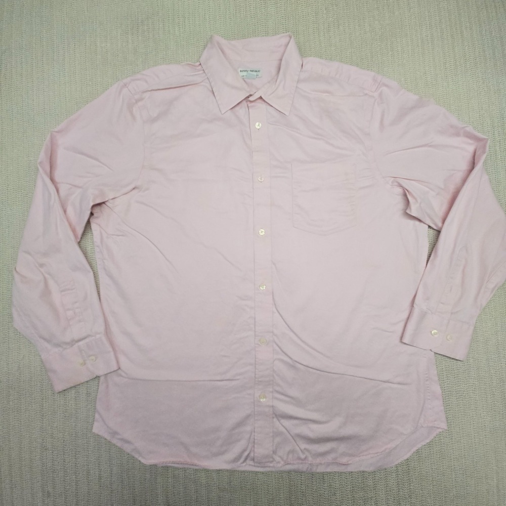 Banana Republic Shirt Mens 2XL 18-18.5 Pink Button Down Dress Slim Fit Non Iron